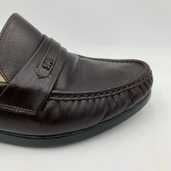 SAS Ace Dark Brown Leather Loafer Shoes Handsewn Men‎ 10W Wide Slip On Comfort main image 4